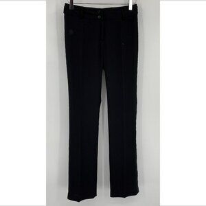 Yumi Mazao black trousers pants satin tuxedo stripe straight leg 38 6